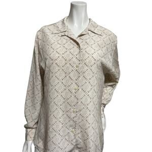 Vintage Sophisticates Pendleton Button Down Geographic Beige Design Long Sleeve